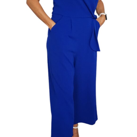 Tahari Round Neck Sleveless Side tie Cocktail Jumpsuit Size 12 - Picture 3 of 9